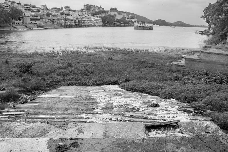 Impediments to enjoyment of Human Right to Water: 'Quality' Norm - Sewage discharged from an open drain in Lake Pichola - a drinking water source in Udaipur, Rajasthan
